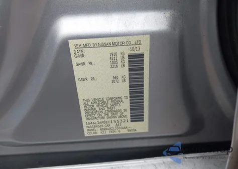 2014 Nissan Altima 2.5 S z USA, uszkodzony, nr VIN 1N4AL3AP8EC155321